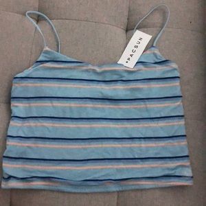 blue striped tank top